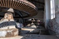 Interior of old abandoned hydro power plant on Vrbas river in Banja Luka