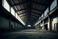 Interior of an old abandoned industrial building. 3D Rendering