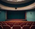 Interior of an old abandoned theater building. Generative AI Royalty Free Stock Photo
