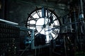 Interior of old big clock face tower mechanism Royalty Free Stock Photo