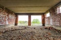 Interior of an old building under construction. Orange brick walls in a new house. Royalty Free Stock Photo