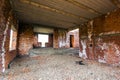 Interior of an old building under construction. Orange brick walls in a new house. Royalty Free Stock Photo