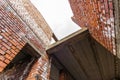 Interior of an old building under construction. Orange brick walls in a new house. Royalty Free Stock Photo