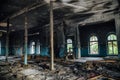 Interior of the old burnt mansion, Astrakhan Royalty Free Stock Photo