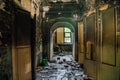 Interior of the old burnt mansion, Astrakhan Royalty Free Stock Photo