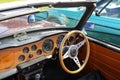 Dashboard and interior of old car. Royalty Free Stock Photo