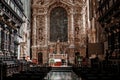 The interior of the old church in Krakow. Icons in the church. Ancient architecture. Gothic church in Poland. Royalty Free Stock Photo