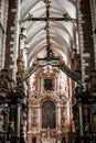 The interior of the old church in Krakow. Icons in the church. Ancient architecture. Gothic church in Poland. Royalty Free Stock Photo
