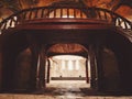 Interior of the old church. Vintage toned Royalty Free Stock Photo