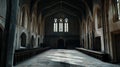 interior of an old church with windows and columns. Royalty Free Stock Photo