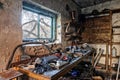 Interior of an old dirty garage