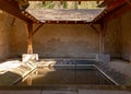 Interior of an old disused washhouse in France