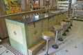 Interior of old drug store with bar stools and soda fountain in French Quarter of New Orleans LA Royalty Free Stock Photo