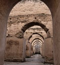 Interior of the old granary and stable of the Heri es-Souani in Meknes, Morocco Royalty Free Stock Photo