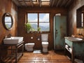 interior of a old house, rusty bathroom room Royalty Free Stock Photo