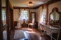 Interior of an old house with a window and a mirror Royalty Free Stock Photo
