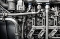 Interior of old jet engine close-up Royalty Free Stock Photo