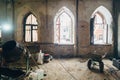 Interior of old mansion room under reconstruction