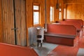 The interior of an old passenger rail car. Novosibirsk Museum of Royalty Free Stock Photo