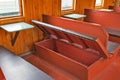 The interior of an old passenger rail car. Novosibirsk Museum of Royalty Free Stock Photo