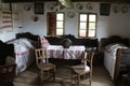 Interior of Old rural House in open-air folk museum in Uzhhorod