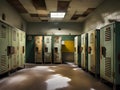 interior of an old school building, old locker room