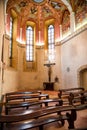 Interior of old small catholic church Royalty Free Stock Photo
