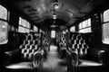Interior of old train carriage with seats Ai photo Royalty Free Stock Photo