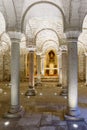 Interior in an underground crypt with an altar Royalty Free Stock Photo