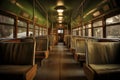 Interior of old vintage bus Royalty Free Stock Photo