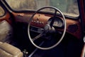 Interior Of An Old Vintage Car Wreck