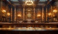 The interior of old vintage court room Royalty Free Stock Photo