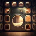 Interior of an old vintage washing machine. 3D rendering.