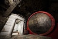 Interior of an old wine cellar, a large barrel Royalty Free Stock Photo