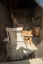 Interior old wooden building in ghost town, Bodie, California