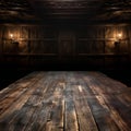 Interior of old wooden house with a wooden floor and ceiling Royalty Free Stock Photo