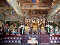 Interior of one of the colorful Buddhist temples in Beomeosa. Busan, Korea