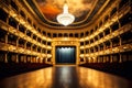 Interior of the opera hall, classical architecture of entertainment performances, ballet, theater. AI generated