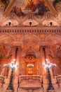 Paris, France - November 14, 2019: Interior of the Opera National de Paris Garnier lobby of the main staircase Royalty Free Stock Photo