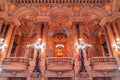 Paris, France - November 14, 2019: Interior of the Opera National de Paris Garnier lobby of the main staircase Royalty Free Stock Photo