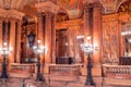 Paris, France - November 14, 2019: Interior of the Opera National de Paris Garnier lobby of the main staircase Royalty Free Stock Photo