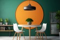 interior in orange and green khaki colors. Neural network AI generated Royalty Free Stock Photo