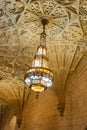 Interior ornamentation and chandelier in the lobby of Philtower Building in Tulsa, OK