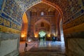 interior of the ornate interior of the madrasah, Registan Tilya Kori Madrasah mosaic pattern design background of Royalty Free Stock Photo