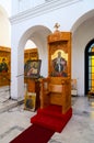 Interior of Orthodox Church Church of Nativity of Christ, Shkoder, Albania Royalty Free Stock Photo