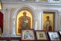 The interior of an Orthodox church in the provincial town of Noginsk, Moscow region and