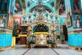 Interior of an Orthodox Ukrainian church. Iconostasis and altar