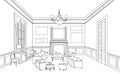 Interior outline sketch. Furniture blueprint. Royalty Free Stock Photo