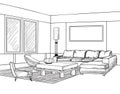 Interior outline sketch. Furniture blueprint
