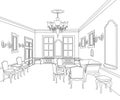 Interior outline sketch. Furniture room blueprint. Architectural set Royalty Free Stock Photo